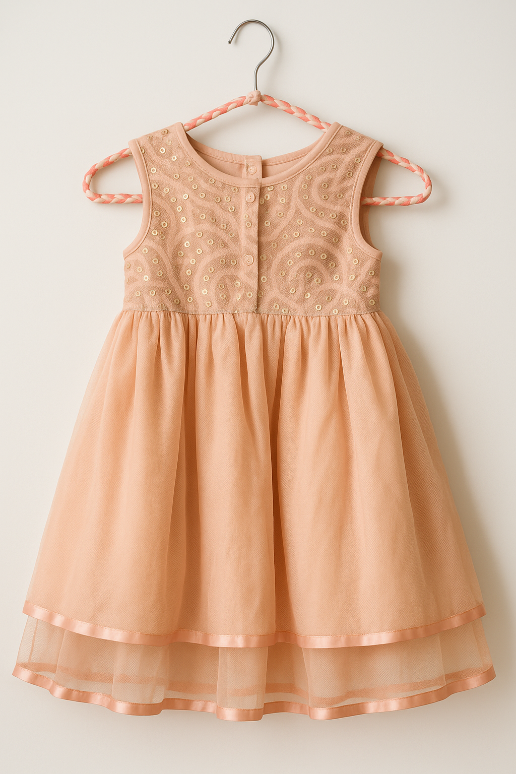 Girls’ Soft Blush Pink Sequin Dress-Kenjet Supplies