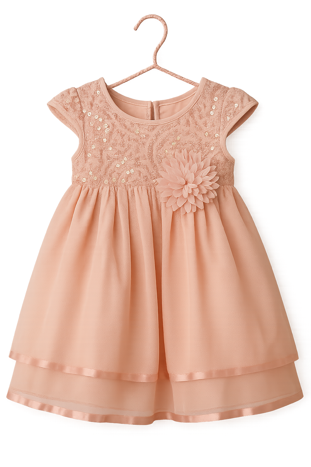 Girls’ Soft Blush Pink Sequin Dress-Kenjet Supplies