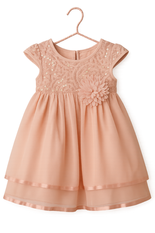 Girls’ Soft Blush Pink Sequin Dress-Kenjet Supplies