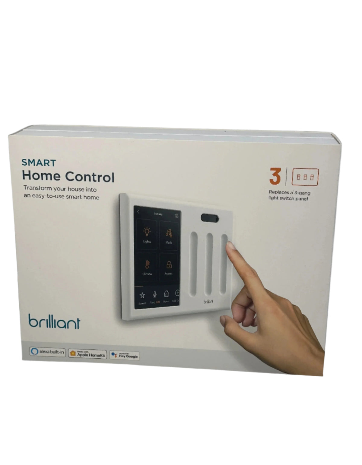 Brilliant Smart Home Control Panel – 3-Switch Panel (White) - Kenjet Supplies