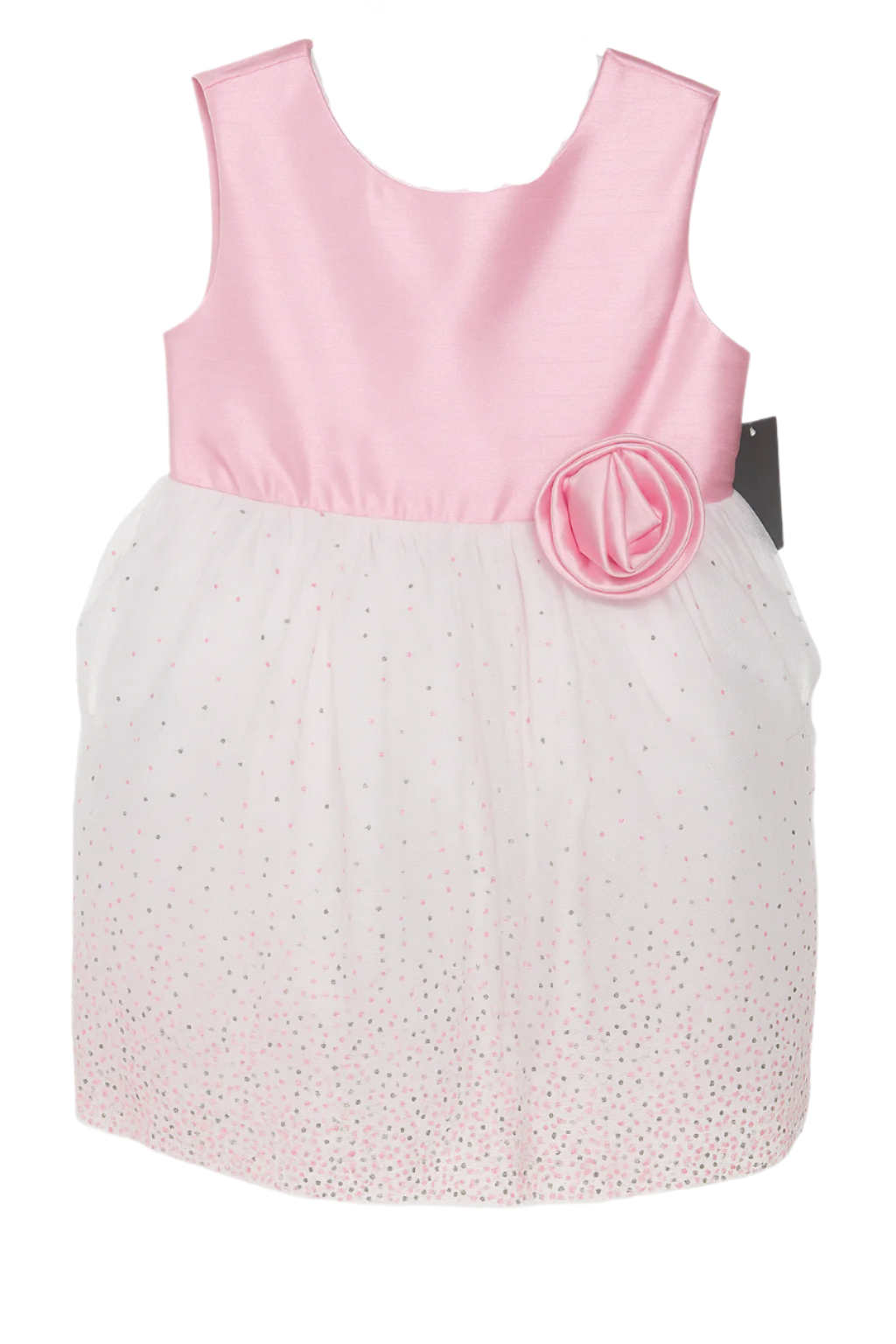 Newberry Girls’ Pink Satin Flower Dress with White Tulle Skirt-Kenjet Supplies