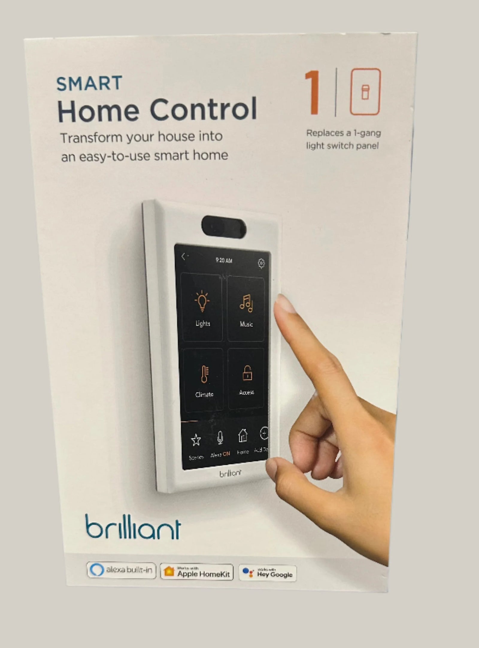 Brilliant Smart Home Control Panel – 1-Gang Touchscreen Switch -Kenjet Supplies