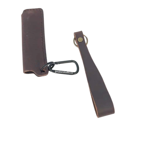 Leather Keychain & Lip Balm Holder Set – Brown - Kenjet Supplies