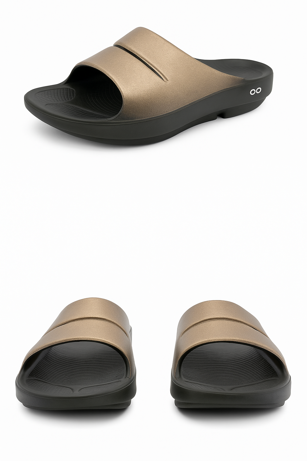 OOFOS Unisex OOahh Luxe Slide – Black & Gold - Kenjet Supplies