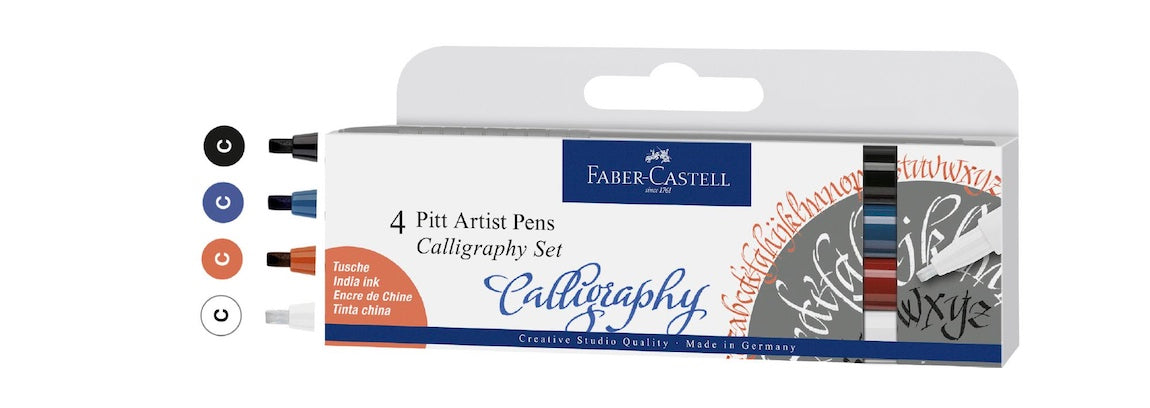 Faber-Castell Pitt Artist Pen India Ink Calligraphy Set/4 - Kenjet Supplies Canada