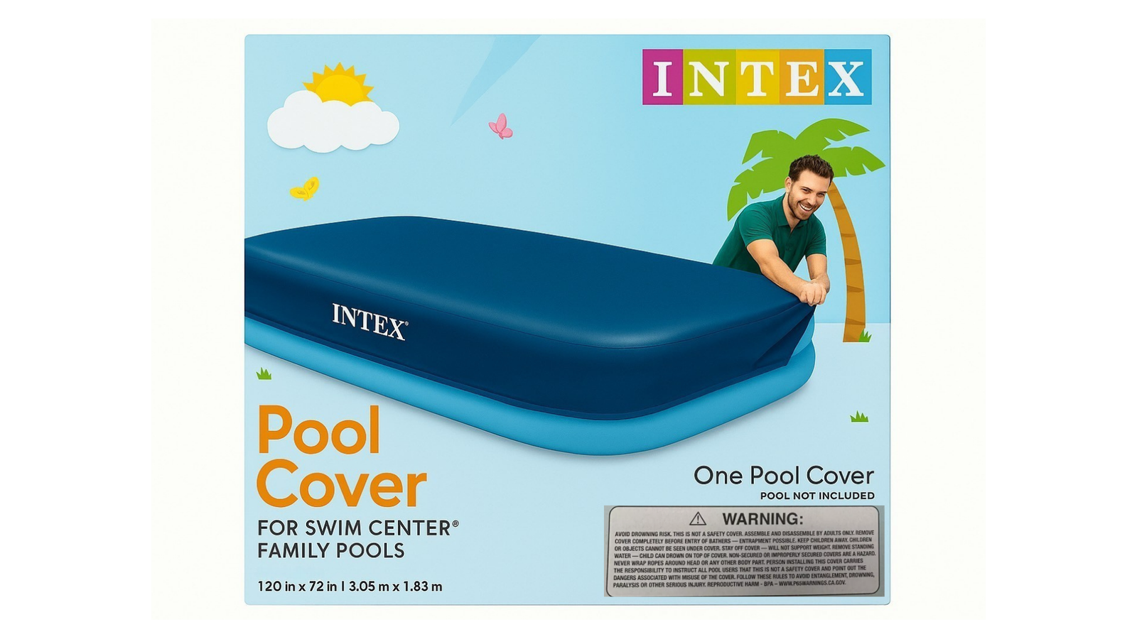 Intex Pool Cover for Swim Center Family Pools – (120 x 72) inches
